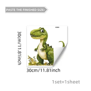 Detail of green watercolor dinosaur wall sticker with 30cm dimensions and model M20617-YC