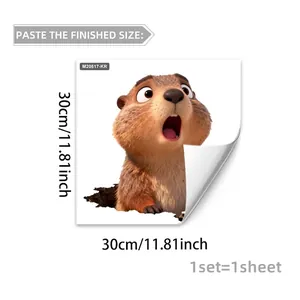 Macro view of 3D cartoon animal wall sticker showing detailed texture and 30cm size