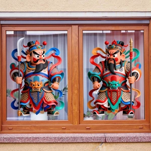 Dettaglio di adesivi 3D tradizionali cinesi per finestre e decorazioni domestiche