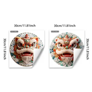 Tabella taglie con due adesivi per finestre danza del leone cinese da 30 cm in set da 2