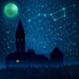 Luminous Jupiter and stars wall decals set for glowing children's room decoration