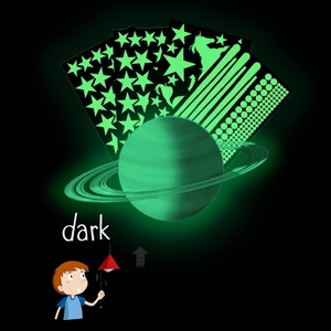 Glow in the dark Saturn and star wall decals with luminous unicorn for kids room