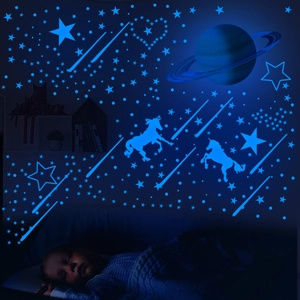 Luminous star and pegasus wall stickers for glowing children room ceiling decor