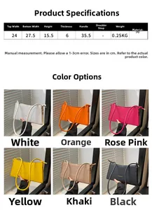 Selezione di borse sottobraccio chic in pelle PU in sei colori con scritta FASHION