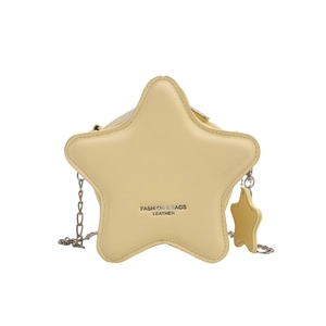 Sac bandoulière chic en forme d'étoile jaune clair en cuir PU avec bandoulière chaîne
