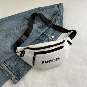 Streetwear Oxford Cloth Chest Bag Letter Print Dumpling Shaped Crossbody Waist Pack With Adjustable Strap For Men Women