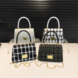 Sacs à bandoulière chics en tweed avec chaîne en quatre motifs texturés pour femmes