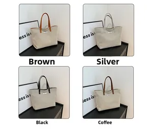 Collage of chic tote bags featuring woven texture in brown, silver, black and coffee