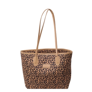 Sac fourre-tout chic à imprimé léopard avec détails en cuir marron et design vintage