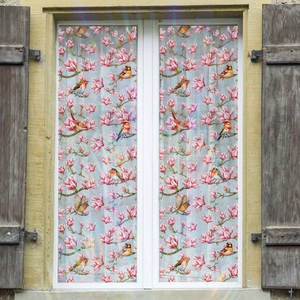 Colorful magnolia and bird electrostatic glass window film for home decoration