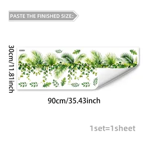 Detail view of tropical plant wall sticker showing 30x90cm dimensions and leaf patterns