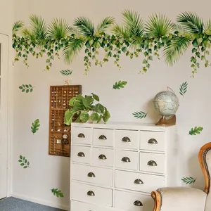 Watercolor Floral Plants Wall Stickers Self Adhesive PVC Decorative Decals For Bedroom Living Room Bathroom Home Decor