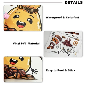 Waterproof vinyl coffee and bread wall stickers showing easy peel and stick feature