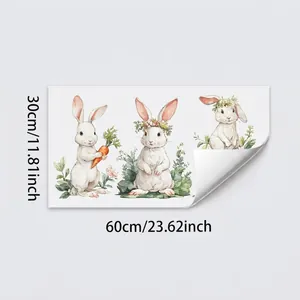 Detail view of Easter bunny window stickers with dimensions 60x30cm on white backdrop