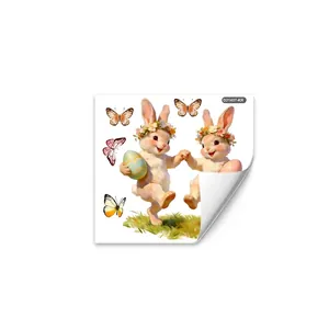 Easter bunny and egg static window sticker detail with 30x30cm size measurements