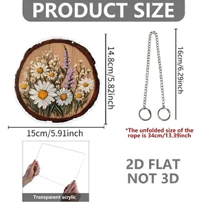 Guide des tailles détaillé pour l'ornement plat en acrylique avec marguerite et lavande