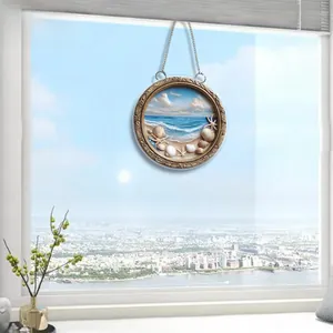 Détail de plaque de porte 2D effet 3D coquillages avec chaîne de suspension