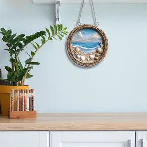 Détail d'une impression 2D plate de plage avec coquillages et étoiles de mer sur plaque