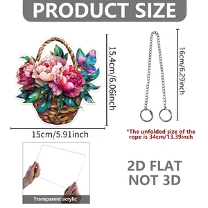 Spécifications de taille de l'ornement 2D plat en acrylique avec motif floral papillon