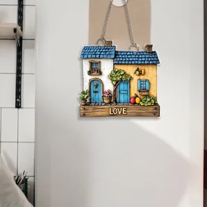 Suspension murale en acrylique plat avec motif cottage 2D et texte LOVE déco