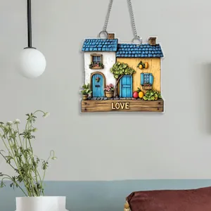 Détail d'une plaque de porte en acrylique 2D plate avec motifs colorés et texte LOVE