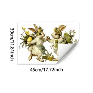 Detail of vintage Easter bunny window clings showing 45x30cm size and colorful printing