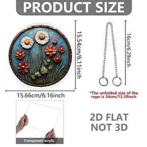 Maattabel voor 2D acryl bloemenhanger met details over kettinglengte en diameter