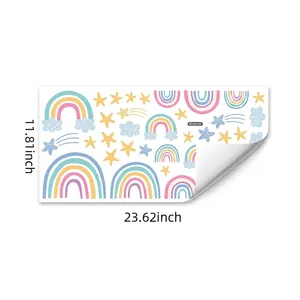 Rainbow and stars electrostatic window stickers set with 60x30cm dimensions for home decor
