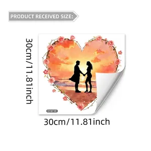 Detailed view of 30x30cm pink heart silhouette window sticker for Valentine's Day