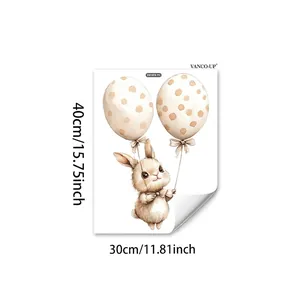 Detail of 30x40cm watercolor Easter bunny window sticker with polka dot balloons decoration