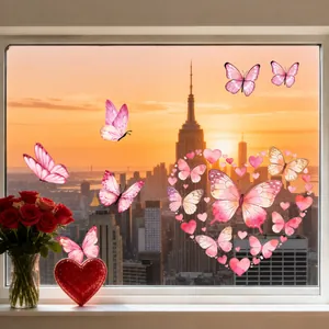 Pegatinas románticas para ventana de San Valentín con mariposas y corazones