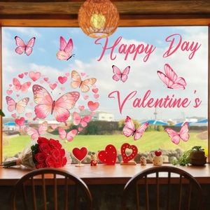 Stickers électrostatiques papillons en forme de cœur pour décoration vitre Saint-Valentin