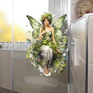 Flower fairy static window cling sticker for home glass door decoration and wall art