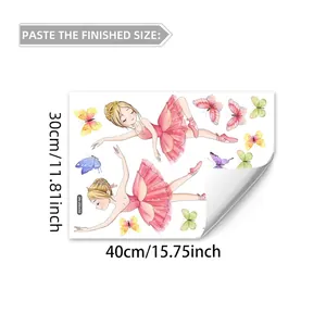 Charming butterfly and ballet girl static window decals for creative home glass decoration