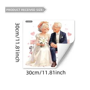 Détail d'un autocollant de fenêtre 30x30cm montrant un joli design d'anniversaire de couple