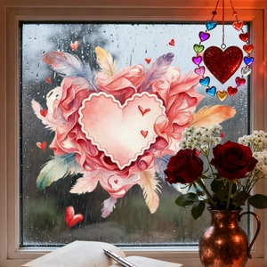 Stickers de fenêtre cœurs floraux et ornements cœurs colorés pour décoration romantique