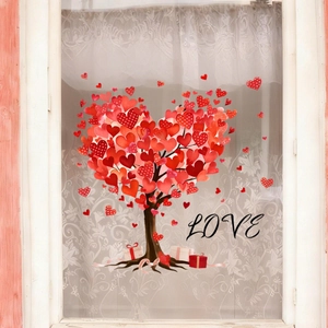 Détails des stickers de fenêtre de la Saint-Valentin avec arbre à cœur et texte LOVE
