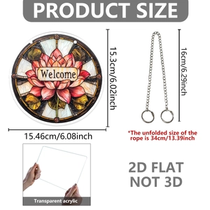 Rond acryl welkom bord met roze lotus en ketting voor wanddecoratie in huis