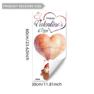 Sticker fenêtre statique Saint-Valentin gnome ballon coeur décoratif 30x60cm