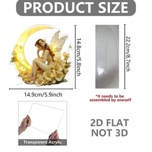 Moon Fairy 2D acrylic decorative ornament with oval base for home table desk decor