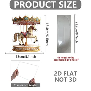 Size chart for 2D acrylic carousel ornament with height 15.4cm and width 13cm for DIY assembly