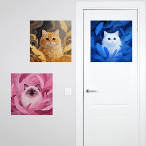 Tre adesivi murali creativi gatto 3D con disegni artistici di felini soffici