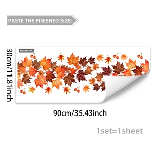 Detail view of autumn maple leaf and red berry wall sticker with M20240-KR product code