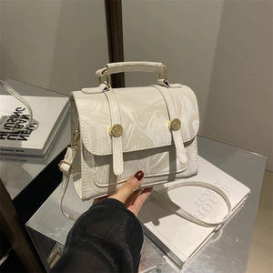 Sac à Épaule Carré Style Français Motif Marbre Pour Femmes Sac à Main en Cuir PU Boucle Dorée Sac Bandoulière Mode Élégant