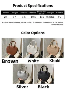 Detailed size chart and multi-color options of heart-shaped faux crocodile leather bags