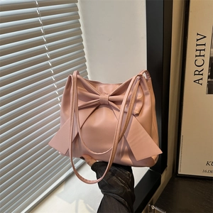 Sac Cabas Femme en Cuir PU avec Grand Nœud Décoratif Sac à Épaule Commuter Polyvalent Sac à Main Doux d'Été