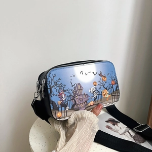 Borsa a Tracolla Quadrata Piccola con Stampa di Halloween per Donna Borsa Crossbody in Pelle PU Moda con Tracolla Larga Regolabile
