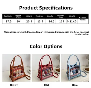 Tabella delle taglie e dimensioni della borsa a secchiello etnica con frange in tre colori