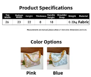 Detailed size chart and product specifications for stylish floral crossbody tote bag