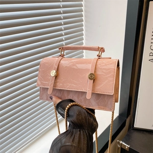 Petit Sac Carré en Cuir PU Plissé Vintage pour Femmes Sac à Bandoulière Chaîne Dorée Design de Niche Sac à Main Cadeau